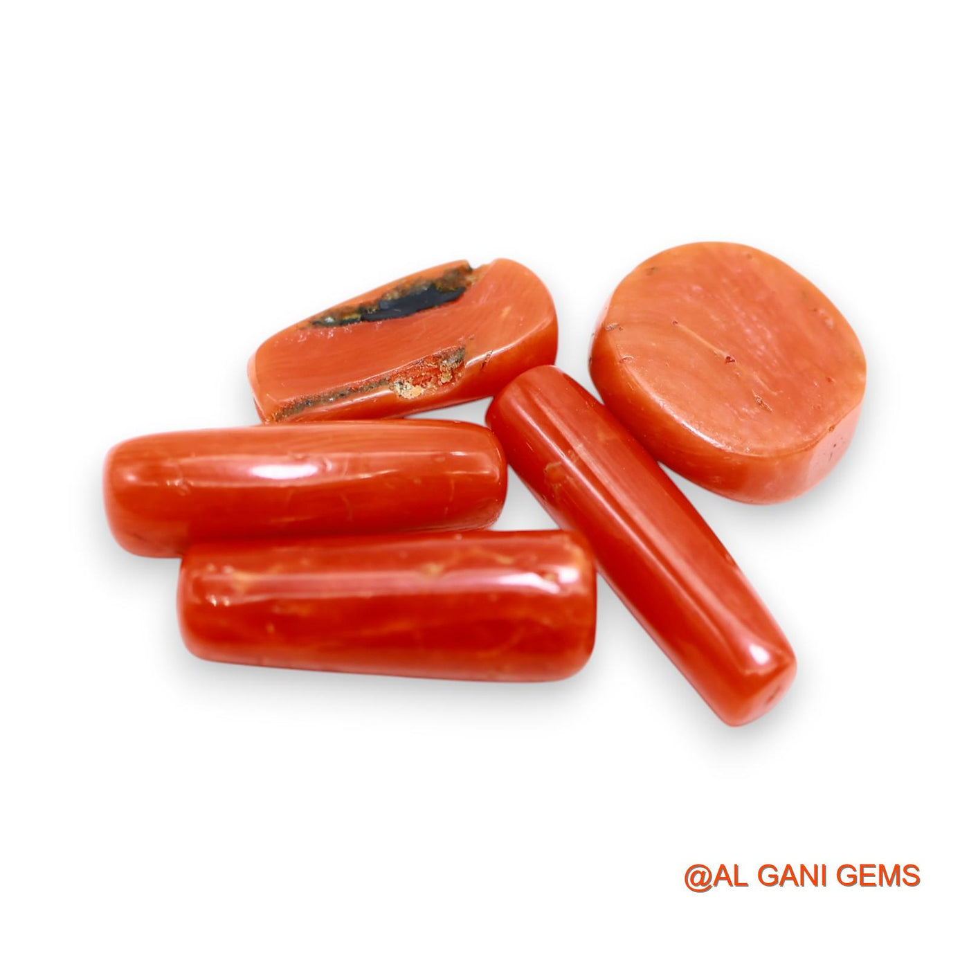 5 Pcs 30.00 Cts Natural Italy Coral Loose Gemstone Fancy Cabochon Wholesale Lot 7X14X3 TO 5X19X5 MM C-393