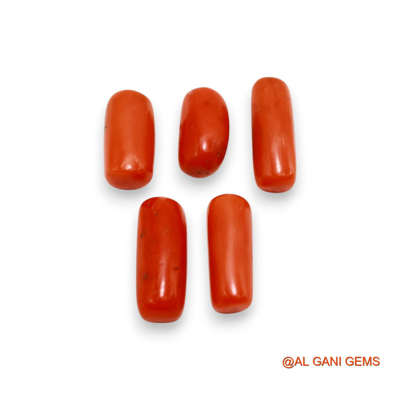 5 Pcs 23.00 Cts Natural Italy Coral Loose Gemstone Tube Cabochon Wholesale Lot 6X12X6 TO 6X16X5 MM C-395