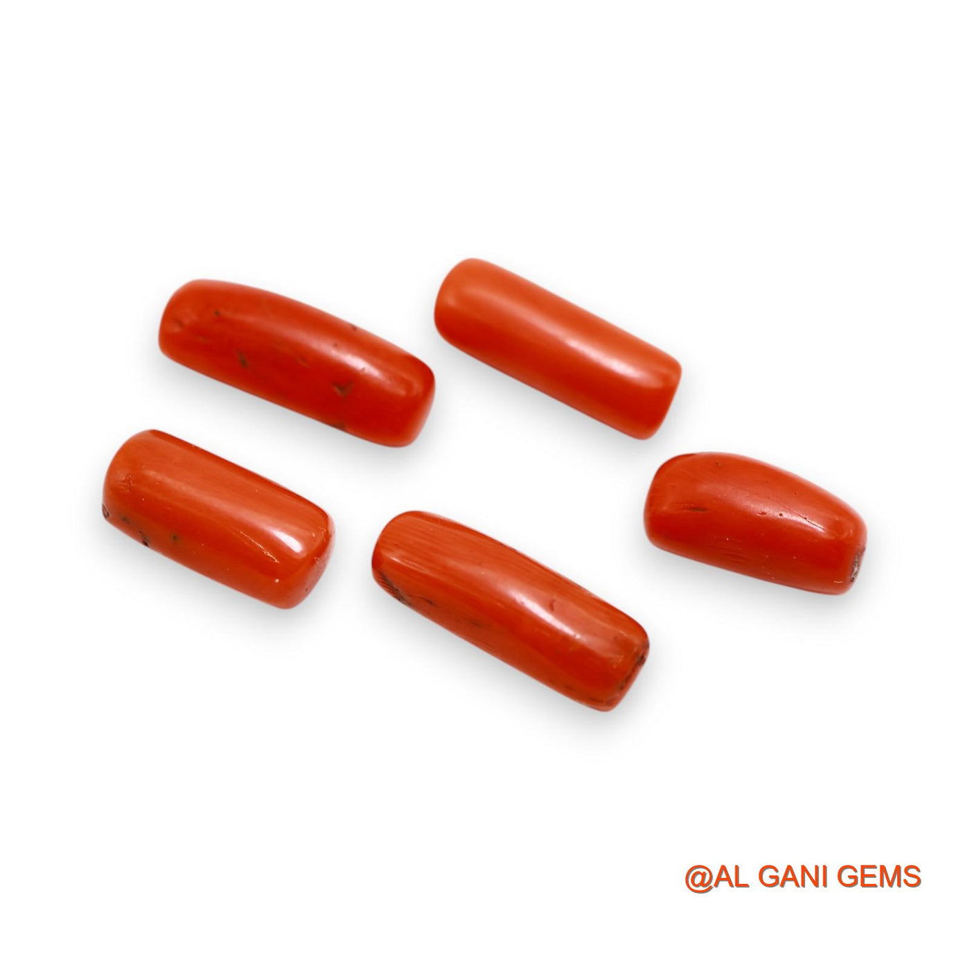 5 Pcs 23.00 Cts Natural Italy Coral Loose Gemstone Tube Cabochon Wholesale Lot 6X12X6 TO 6X16X5 MM C-395