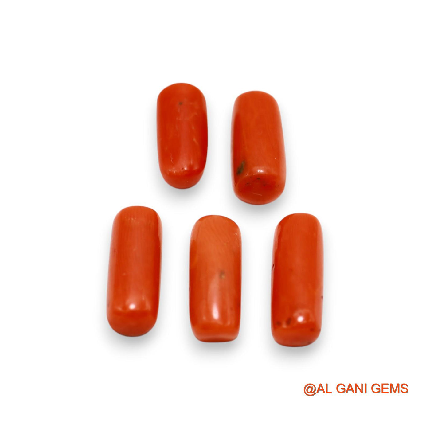 26.00 Cts Unheated Italy Coral Loose Gemstone Tube Cabochon Natural 5 Pcs Wholesale Lot 6X13X5 TO 6X16X5 MM C-396