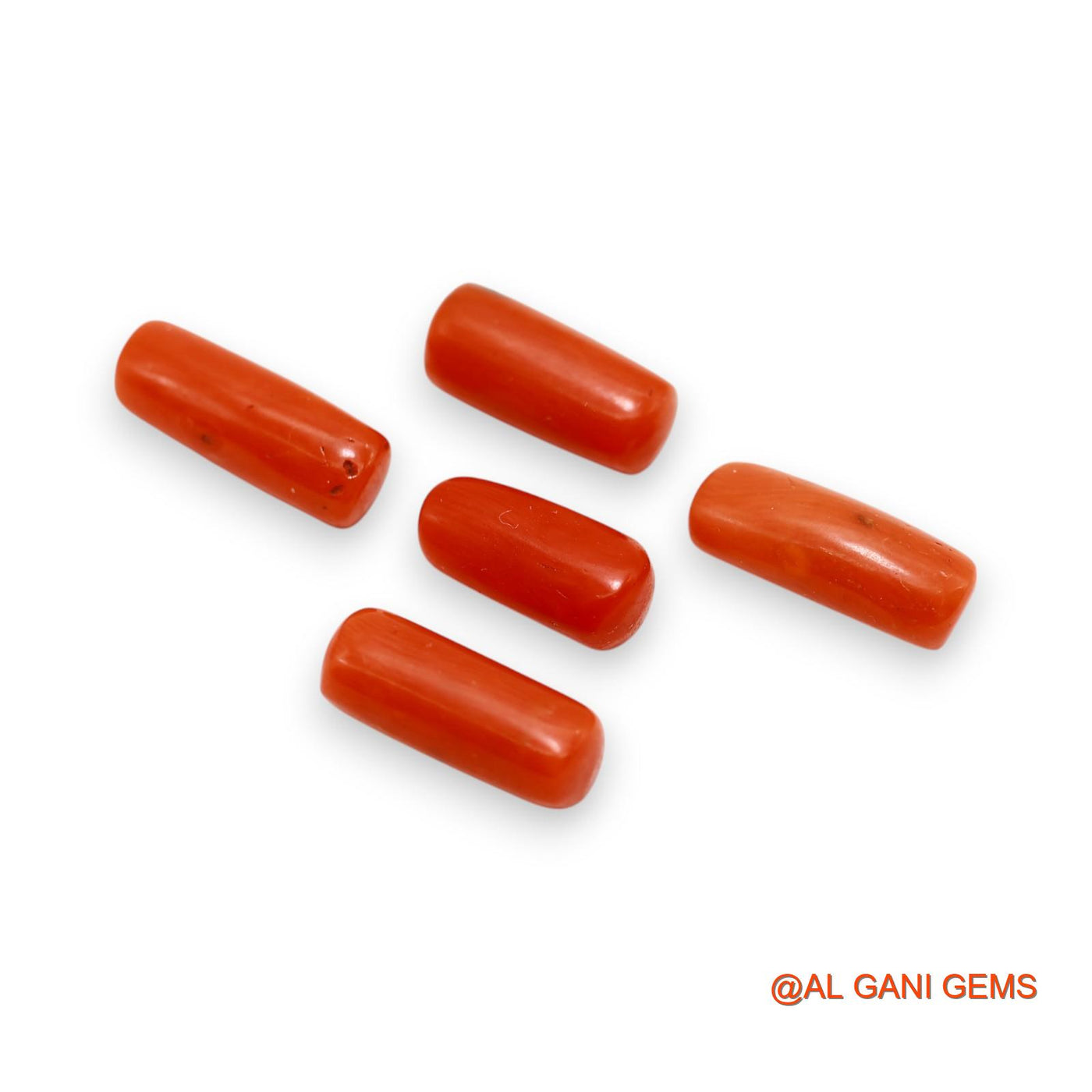 26.00 Cts Unheated Italy Coral Loose Gemstone Tube Cabochon Natural 5 Pcs Wholesale Lot 6X13X5 TO 6X16X5 MM C-396