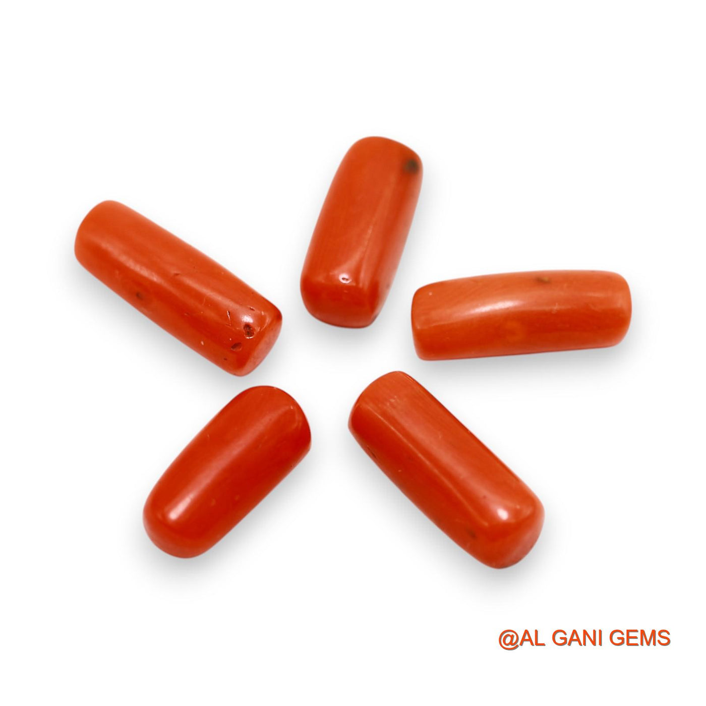 26.00 Cts Unheated Italy Coral Loose Gemstone Tube Cabochon Natural 5 Pcs Wholesale Lot 6X13X5 TO 6X16X5 MM C-396