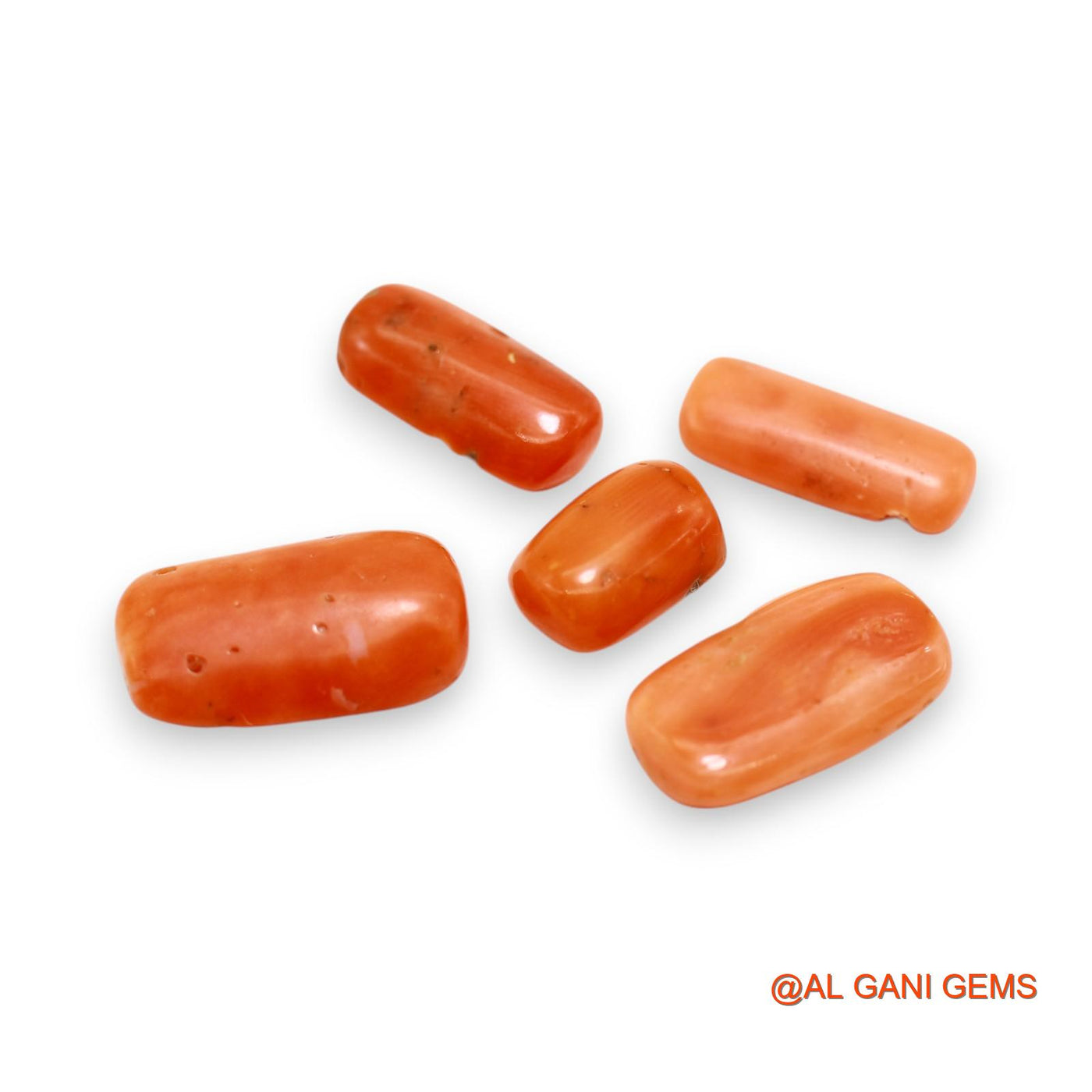 5 Pcs 19.00 Cts Natural Italy Coral Loose Gemstone Oval Cabochon Wholesale Lot 7X10X5 TO 9X16X3 MM C-397