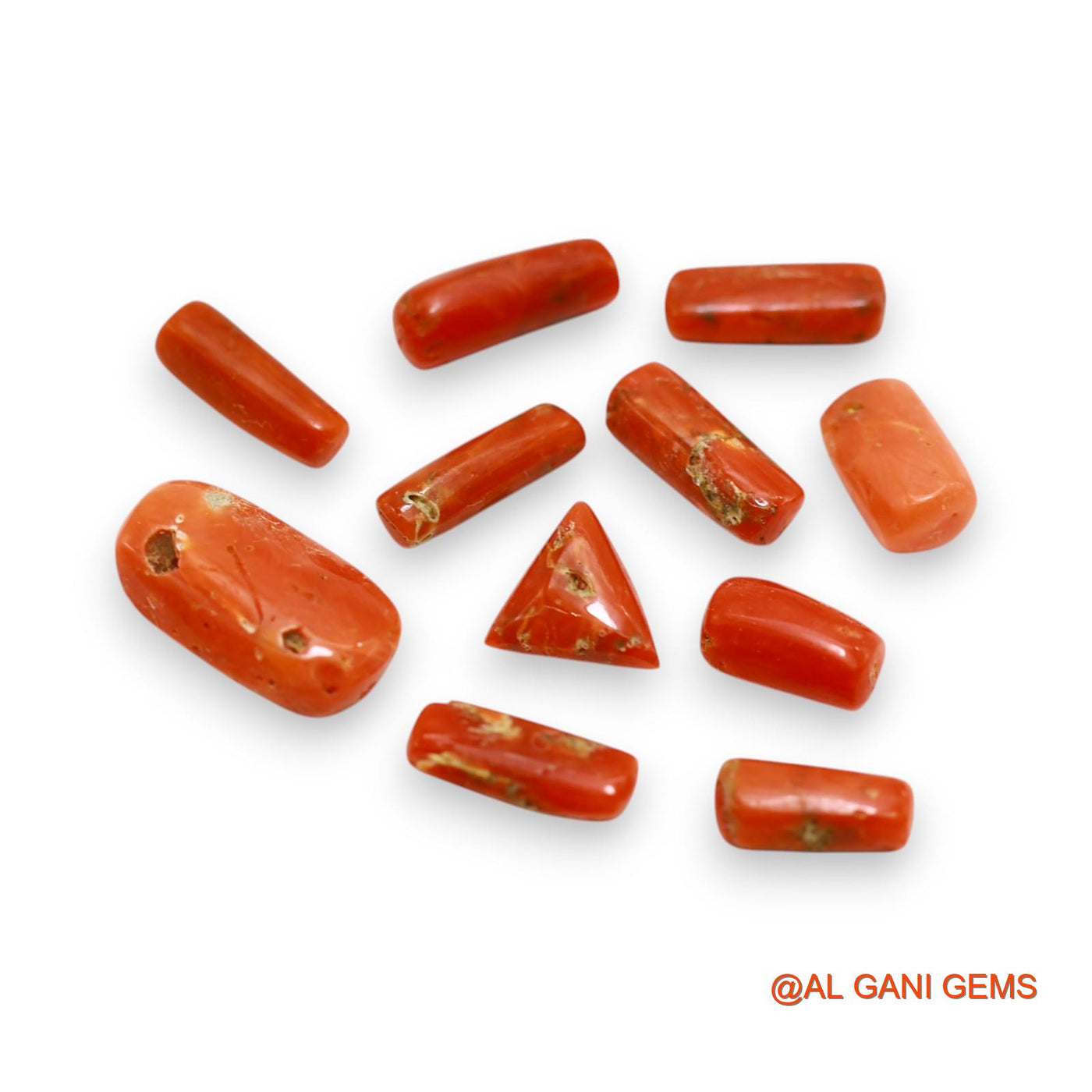 22.00 Cts Natural Italy Coral Fancy Cabochon 11 Pcs Wholesale Lot Loose Gemstone For Jewelry 4X9X3 TO 8X15X5 MM C-400