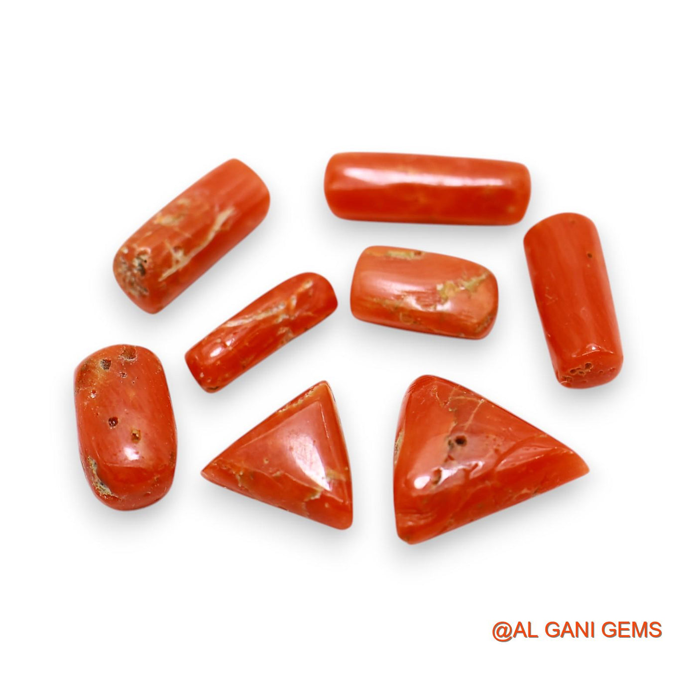 16.00 Cts Natural Italy Coral Fancy Cabochon 8 Pcs Wholesale Lot Loose Gemstone For Jewelry 3X10X2 TO 10X12X4 MM C-401