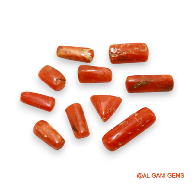 21.00 Cts Natural Italy Coral Fancy Cabochon 10 Pcs Wholesale Lot Loose Gemstone For Jewelry 5X8X4 TO 6X16X5 MM C-403
