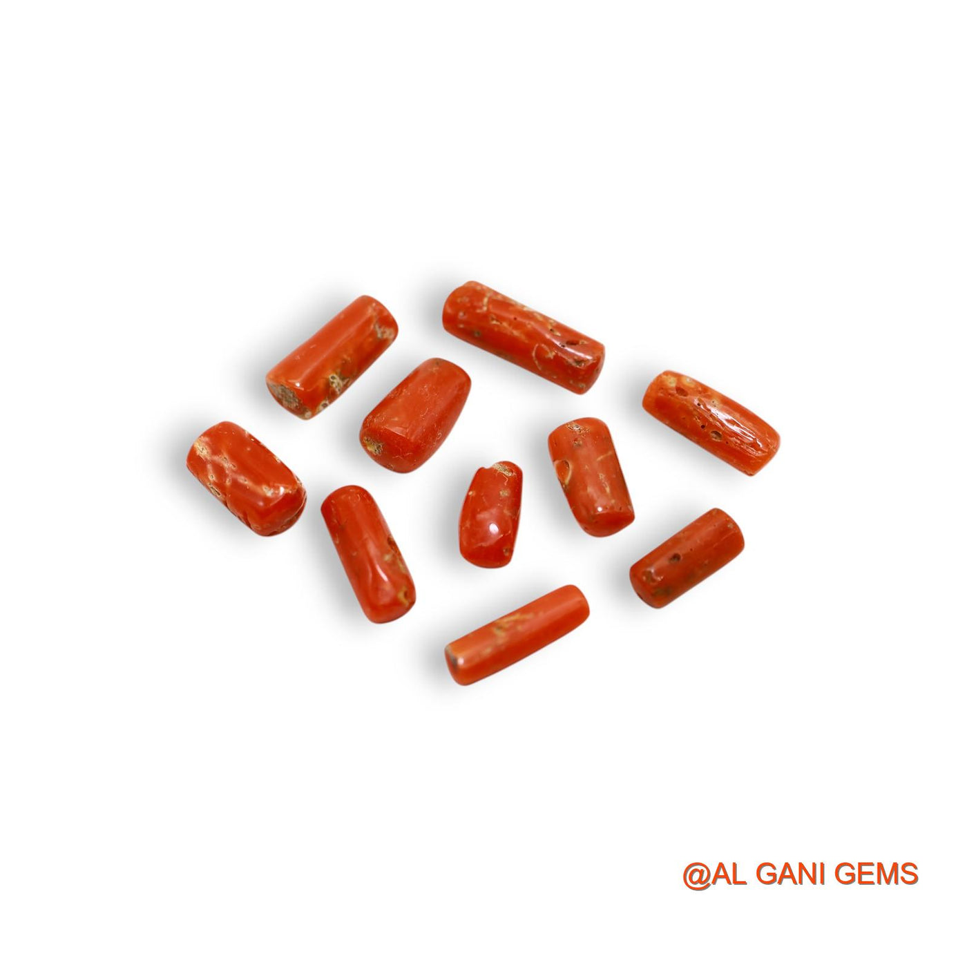 10 Pcs 18.00 Cts Natural Italy Coral Loose Gemstone Tube Cabochon Wholesale Lot 4X9X3 TO 5X14X4 MM C-404