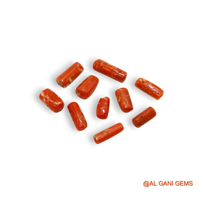 10 Pcs 18.00 Cts Natural Italy Coral Loose Gemstone Tube Cabochon Wholesale Lot 4X9X3 TO 5X14X4 MM C-404