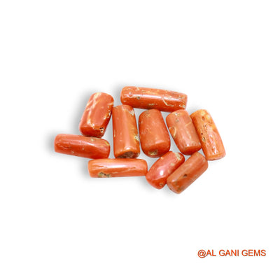 10 Pcs 18.00 Cts Natural Italy Coral Loose Gemstone Tube Cabochon Wholesale Lot 4X9X3 TO 5X14X4 MM C-404