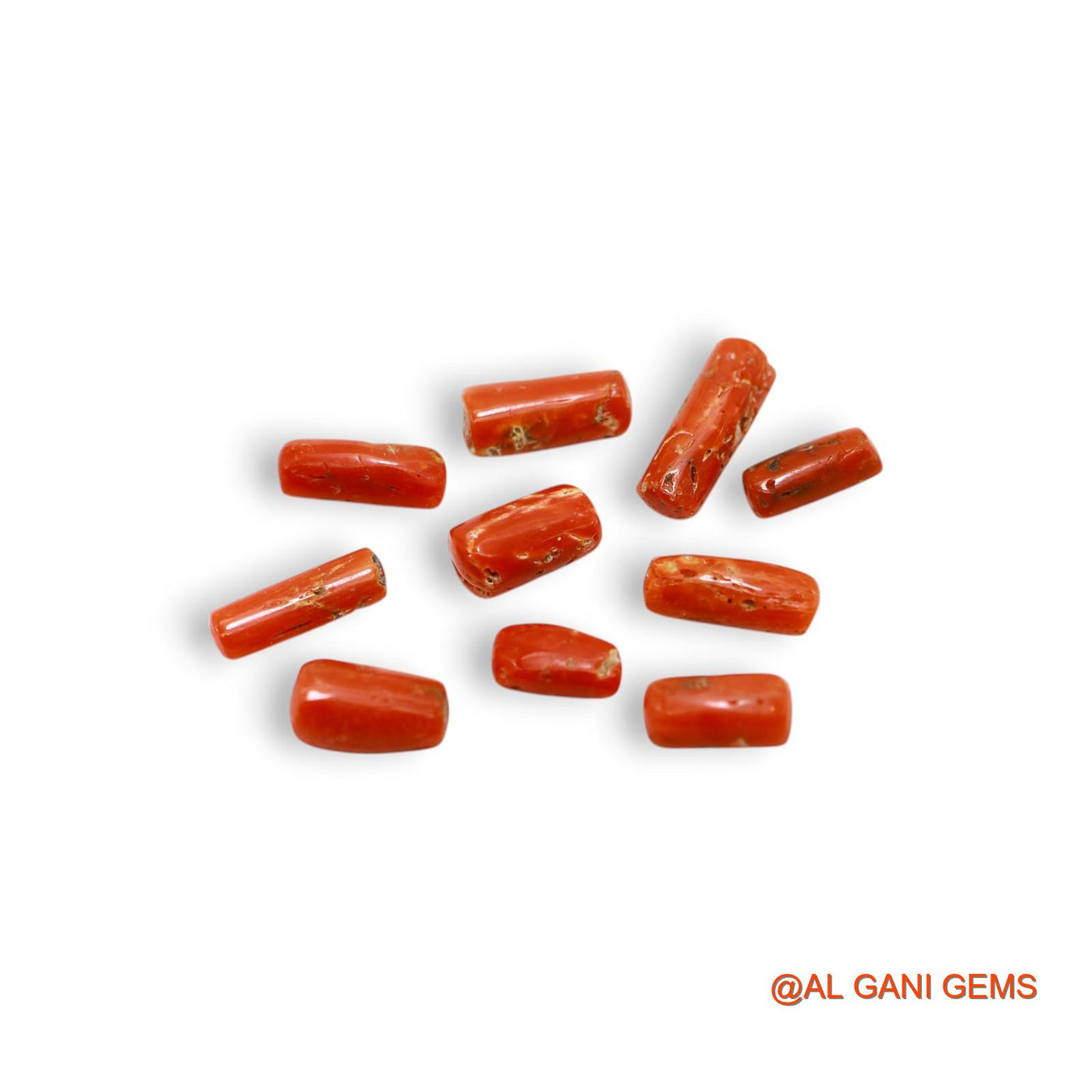 10 Pcs 18.00 Cts Natural Italy Coral Loose Gemstone Tube Cabochon Wholesale Lot 4X9X3 TO 5X14X4 MM C-404