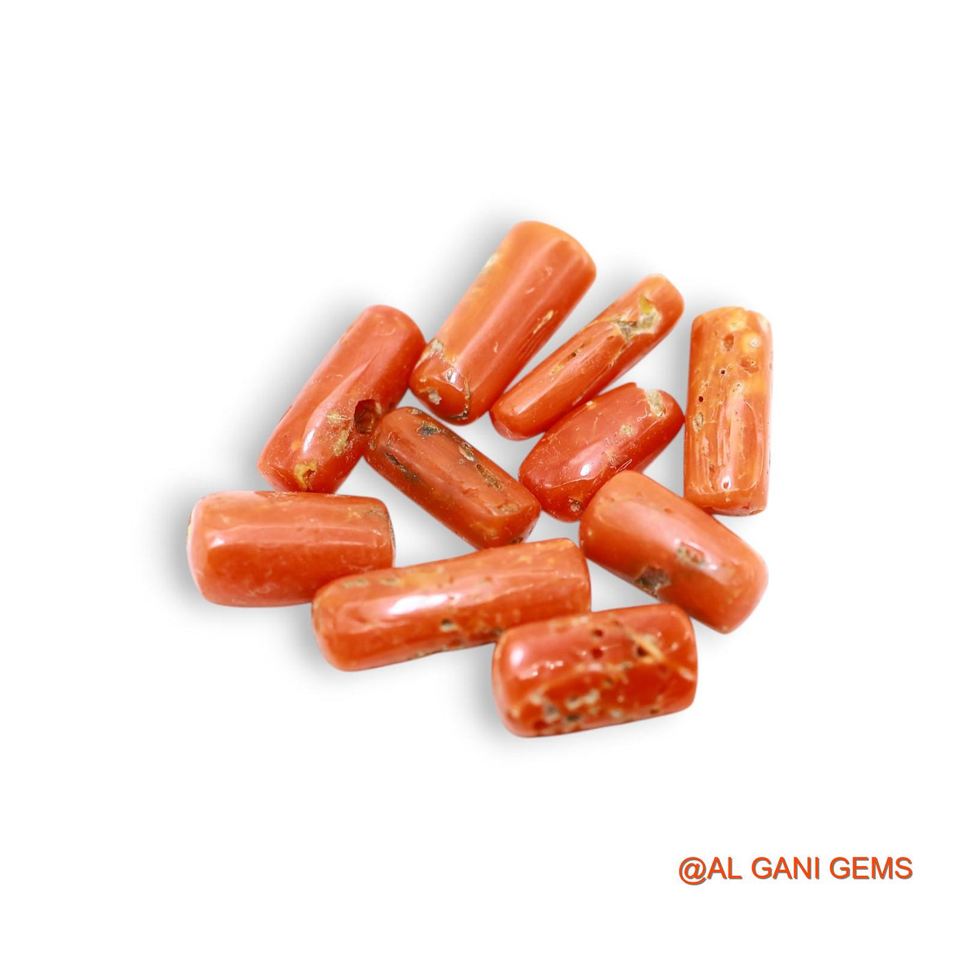10 Pcs 18.00 Cts Natural Italy Coral Loose Gemstone Tube Cabochon Wholesale Lot 4X9X3 TO 5X14X4 MM C-404