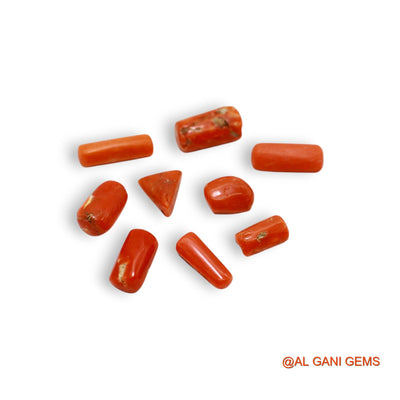 9 Pcs 16.00 Cts Natural Italy Coral Loose Gemstone Fancy Cabochon Wholesale Lot 4X8X4 TO 4X12X3 MM C-405