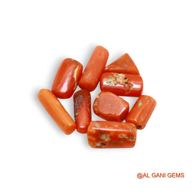 9 Pcs 16.00 Cts Natural Italy Coral Loose Gemstone Fancy Cabochon Wholesale Lot 4X8X4 TO 4X12X3 MM C-405
