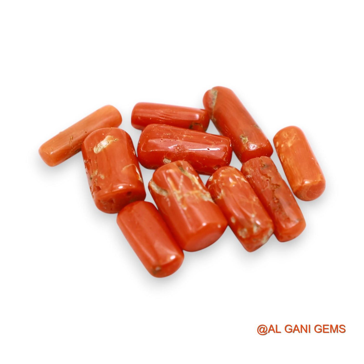 10.00 Cts Unheated Italy Coral Loose Gemstone Tube Cabochon Natural 10 Pcs Wholesale Lot 4X9X3 TO 4X12X4 MM C-406