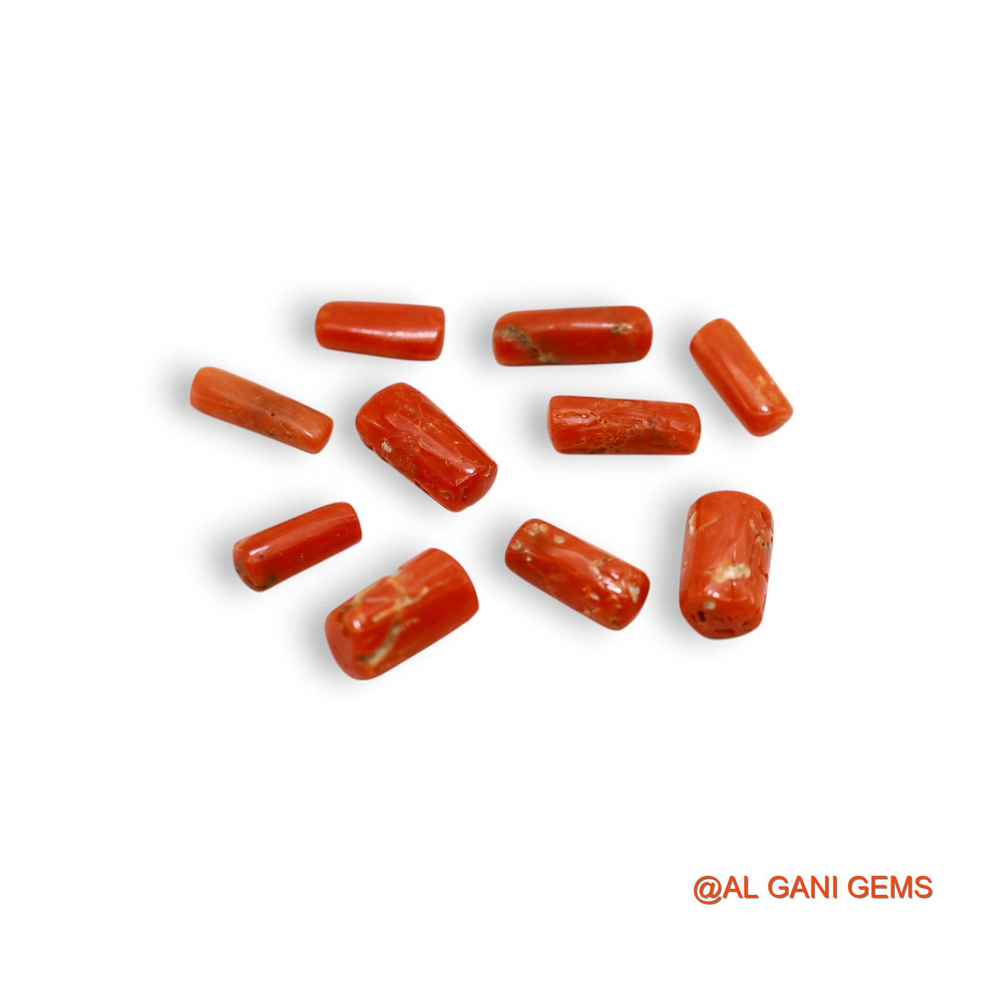 10.00 Cts Unheated Italy Coral Loose Gemstone Tube Cabochon Natural 10 Pcs Wholesale Lot 4X9X3 TO 4X12X4 MM C-406