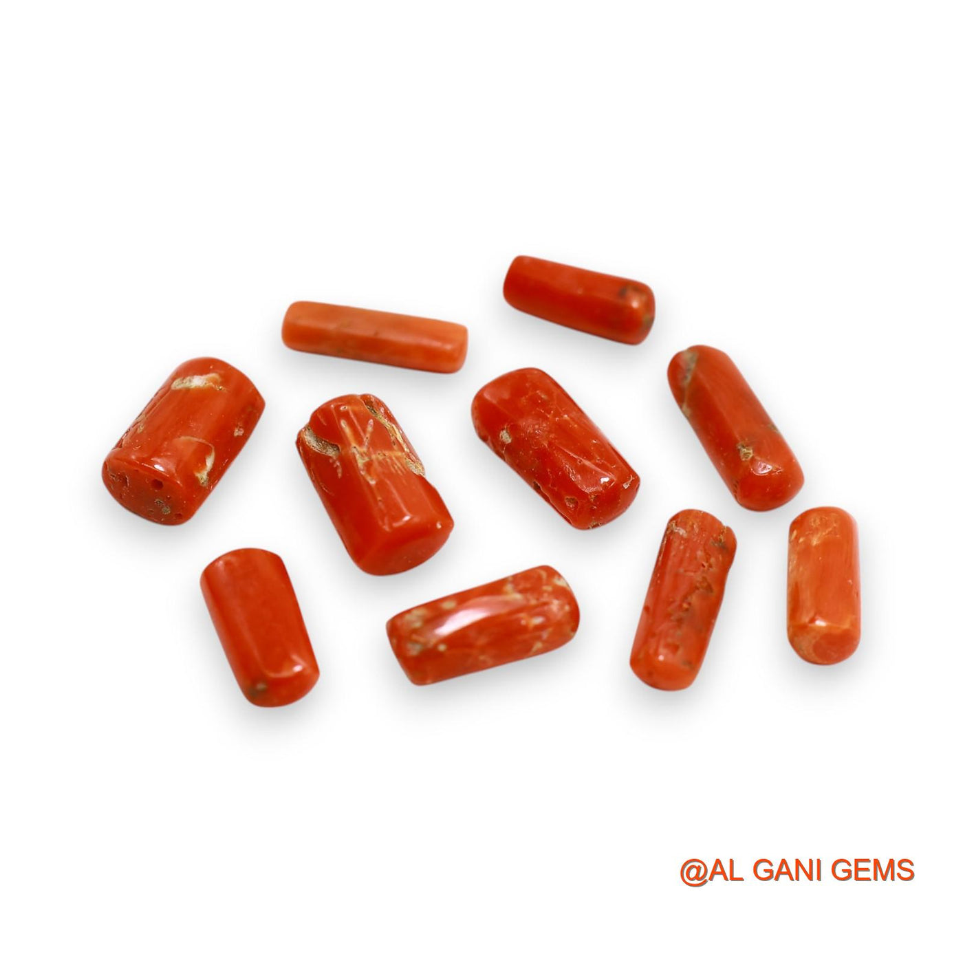 10.00 Cts Unheated Italy Coral Loose Gemstone Tube Cabochon Natural 10 Pcs Wholesale Lot 4X9X3 TO 4X12X4 MM C-406