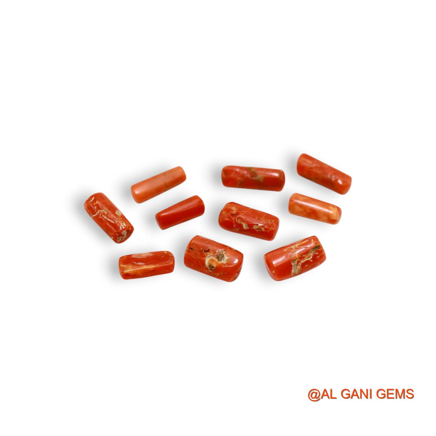 10.00 Cts Unheated Italy Coral Loose Gemstone Tube Cabochon Natural 10 Pcs Wholesale Lot 4X9X3 TO 4X12X4 MM C-406