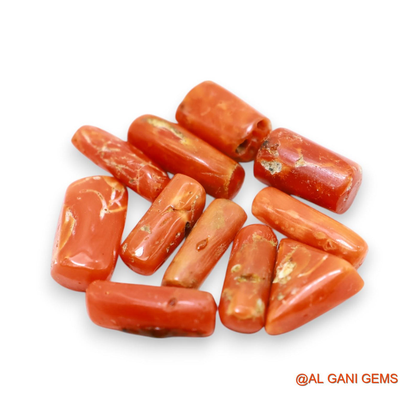 11 Pcs 18.00 Cts Natural Italy Coral Loose Gemstone Fancy Cabochon Wholesale Lot 5X9X4 TO 6X12X4 MM C-407