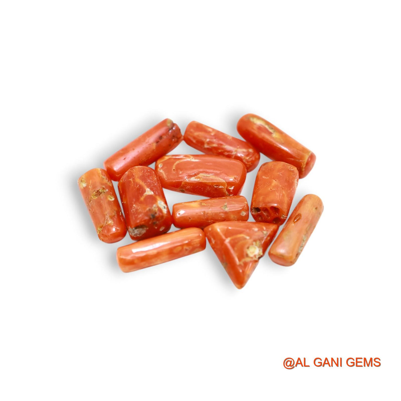 11 Pcs 18.00 Cts Natural Italy Coral Loose Gemstone Fancy Cabochon Wholesale Lot 5X9X4 TO 6X12X4 MM C-407