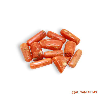 11 Pcs 18.00 Cts Natural Italy Coral Loose Gemstone Fancy Cabochon Wholesale Lot 5X9X4 TO 6X12X4 MM C-407