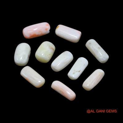 Natural Coral Loose Gemstone Tube Cabochon From Italy 10 Pcs Wholesale Lot 41.00 Cts 8X11X6 TO 6X15X5 MM C-408