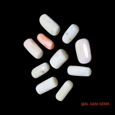 10 Pcs 40.00 Cts Natural Italy Coral Loose Gemstone Tube Cabochon Wholesale Lot 8X11X6 TO 7X16X4 MM C-409