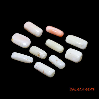 10 Pcs 40.00 Cts Natural Italy Coral Loose Gemstone Tube Cabochon Wholesale Lot 8X11X6 TO 7X16X4 MM C-409