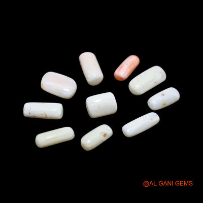 10 Pcs 40.00 Cts Natural Italy Coral Loose Gemstone Tube Cabochon Wholesale Lot 8X11X6 TO 7X16X4 MM C-409