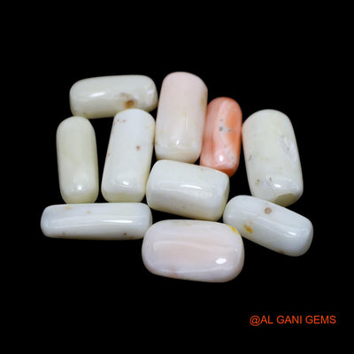 10 Pcs 40.00 Cts Natural Italy Coral Loose Gemstone Tube Cabochon Wholesale Lot 8X11X6 TO 7X16X4 MM C-409