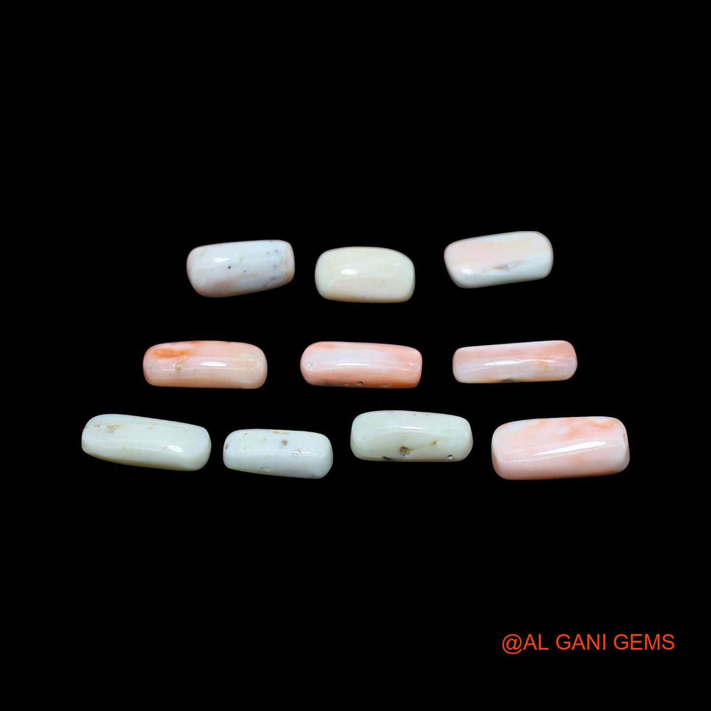 43.00 Cts Unheated Italy Coral Loose Gemstone Tube Cabochon Natural 10 Pcs Wholesale Lot 7X12X5 TO 8X16X5 MM C-410