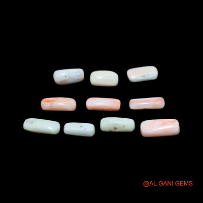 43.00 Cts Unheated Italy Coral Loose Gemstone Tube Cabochon Natural 10 Pcs Wholesale Lot 7X12X5 TO 8X16X5 MM C-410