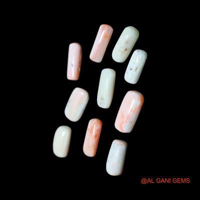43.00 Cts Unheated Italy Coral Loose Gemstone Tube Cabochon Natural 10 Pcs Wholesale Lot 7X12X5 TO 8X16X5 MM C-410