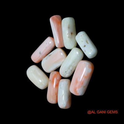 43.00 Cts Unheated Italy Coral Loose Gemstone Tube Cabochon Natural 10 Pcs Wholesale Lot 7X12X5 TO 8X16X5 MM C-410