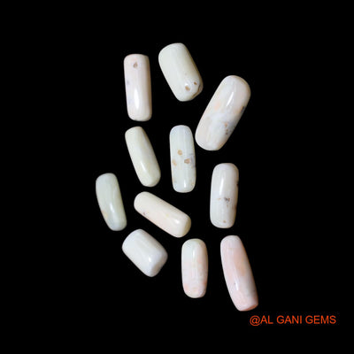 48.00 Cts Unheated Italy Coral Loose Gemstone Tube Cabochon Natural 11 Pcs Wholesale Lot 8X11X4 TO 8X17X5 MM C-411