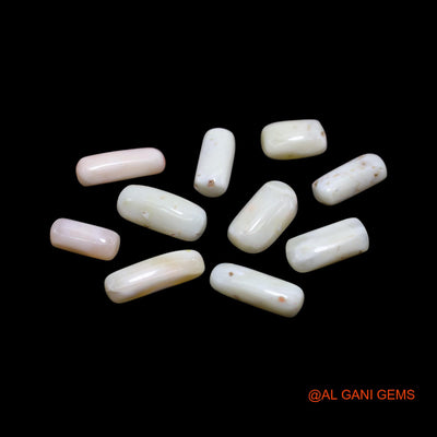 10 Pcs 40.00 Cts Natural Italy Coral Loose Gemstone Tube Cabochon Wholesale Lot 5X11X4 TO 5X17X4 MM C-412
