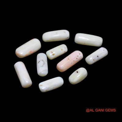 10 Pcs 40.00 Cts Natural Italy Coral Loose Gemstone Tube Cabochon Wholesale Lot 6X11X4 TO 6X16X4 MM C-413
