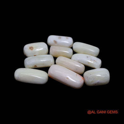 10 Pcs Wholesale Lot Natural Coral Gemstone 38.00 Cts Loose Tube Cabochon From Italy 5X11X4 TO 7X17X5 MM C-415