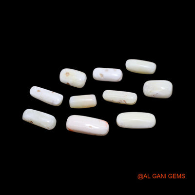 10 Pcs Wholesale Lot Natural Coral Gemstone 38.00 Cts Loose Tube Cabochon From Italy 5X11X4 TO 7X17X5 MM C-415