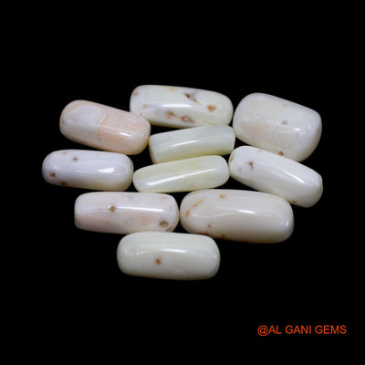 Natural Coral Loose Gemstone Tube Cabochon From Italy 10 Pcs Wholesale Lot 38.00 Cts 4X12X4 TO 7X16X5 MM C-419