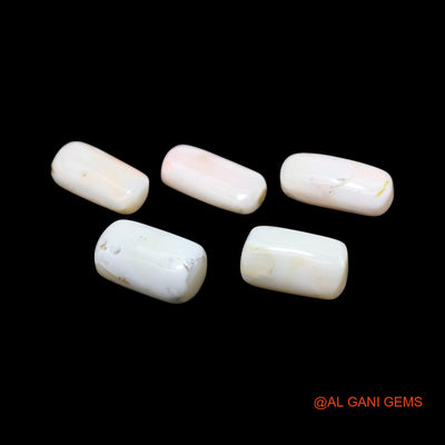 5 Pcs Wholesale Lot Natural Coral Gemstone 41.00 Cts Loose Tube Cabochon From Italy 8X15X6 TO 8X17X6 MM C-424