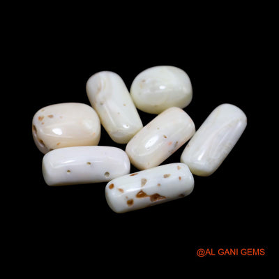 7 Pcs Wholesale Lot Natural Coral Gemstone 39.00 Cts Loose Tube Cabochon From Italy 7X14X5 TO 7X16X5 MM C-425