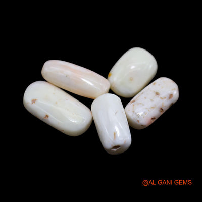 5 Pcs 29.00 Cts Natural Italy Coral Loose Gemstone Tube Cabochon Wholesale Lot 9X13X6 TO 9X17X4 MM C-428
