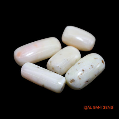 Natural Coral Loose Gemstone Tube Cabochon From Italy 5 Pcs Wholesale Lot 39.00 Cts 9X13X7 TO 9X19X5 MM C-429