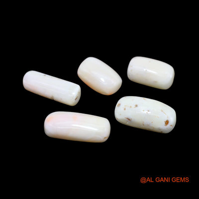 Natural Coral Loose Gemstone Tube Cabochon From Italy 5 Pcs Wholesale Lot 39.00 Cts 9X13X7 TO 9X19X5 MM C-429