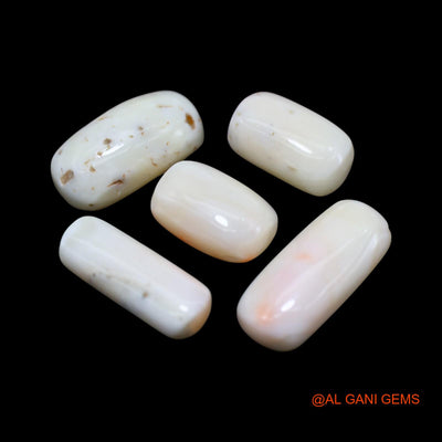 Natural Coral Loose Gemstone Tube Cabochon From Italy 5 Pcs Wholesale Lot 39.00 Cts 9X13X7 TO 9X19X5 MM C-429