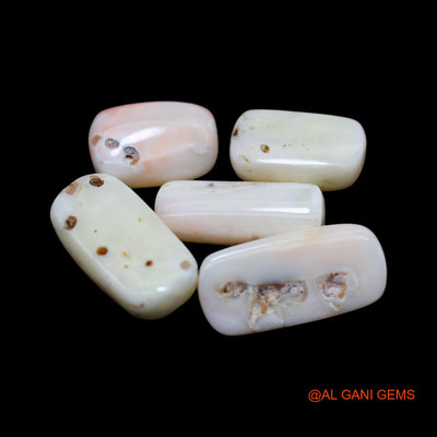 Natural Coral Loose Gemstone Tube Cabochon From Italy 5 Pcs Wholesale Lot 39.00 Cts 9X13X7 TO 9X19X5 MM C-429