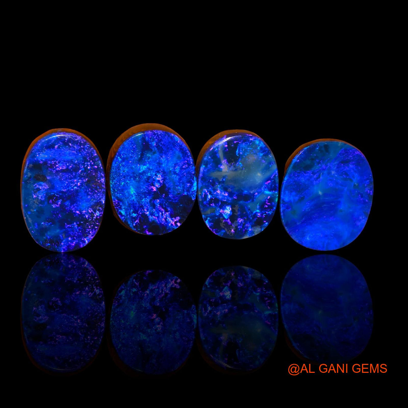 Lab-Created Doublet Opal Loose Gemstone Oval Cabochon From Australia 4 Pcs 27.80 Cts 14X10X4 mm TO 16X12X4 mm D-100