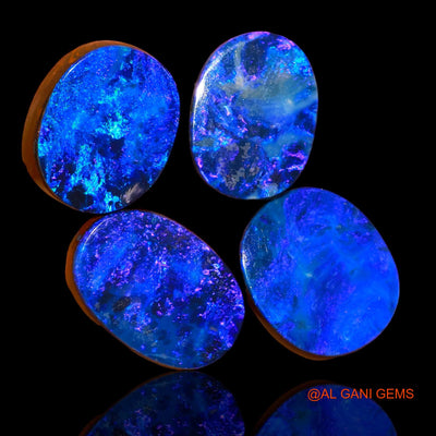 Lab-Created Doublet Opal Loose Gemstone Oval Cabochon From Australia 4 Pcs 27.80 Cts 14X10X4 mm TO 16X12X4 mm D-100