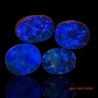 Lab-Created Doublet Opal Loose Gemstone Oval Cabochon From Australia 4 Pcs 27.80 Cts 14X10X4 mm TO 16X12X4 mm D-100