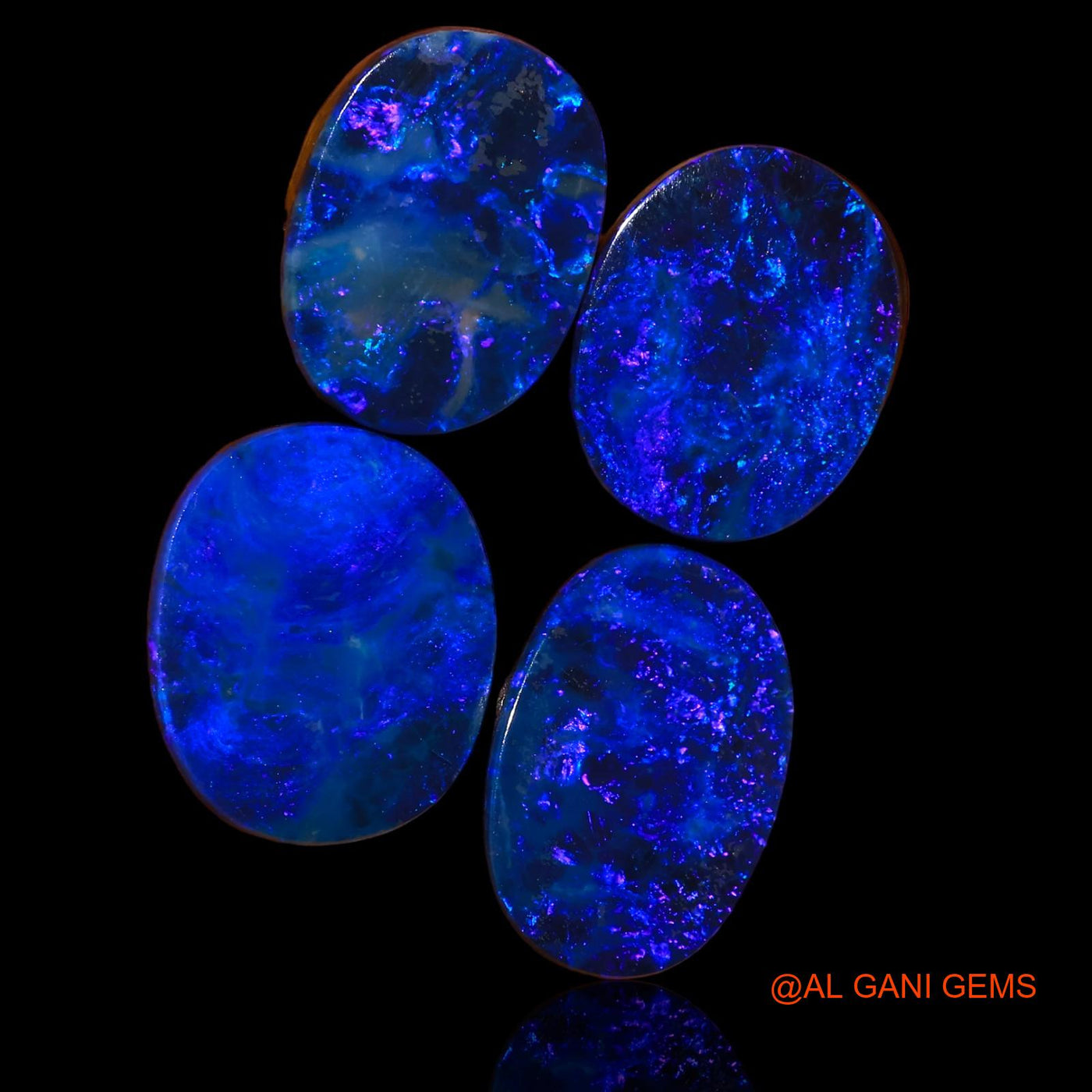 Lab-Created Doublet Opal Loose Gemstone Oval Cabochon From Australia 4 Pcs 27.80 Cts 14X10X4 mm TO 16X12X4 mm D-100